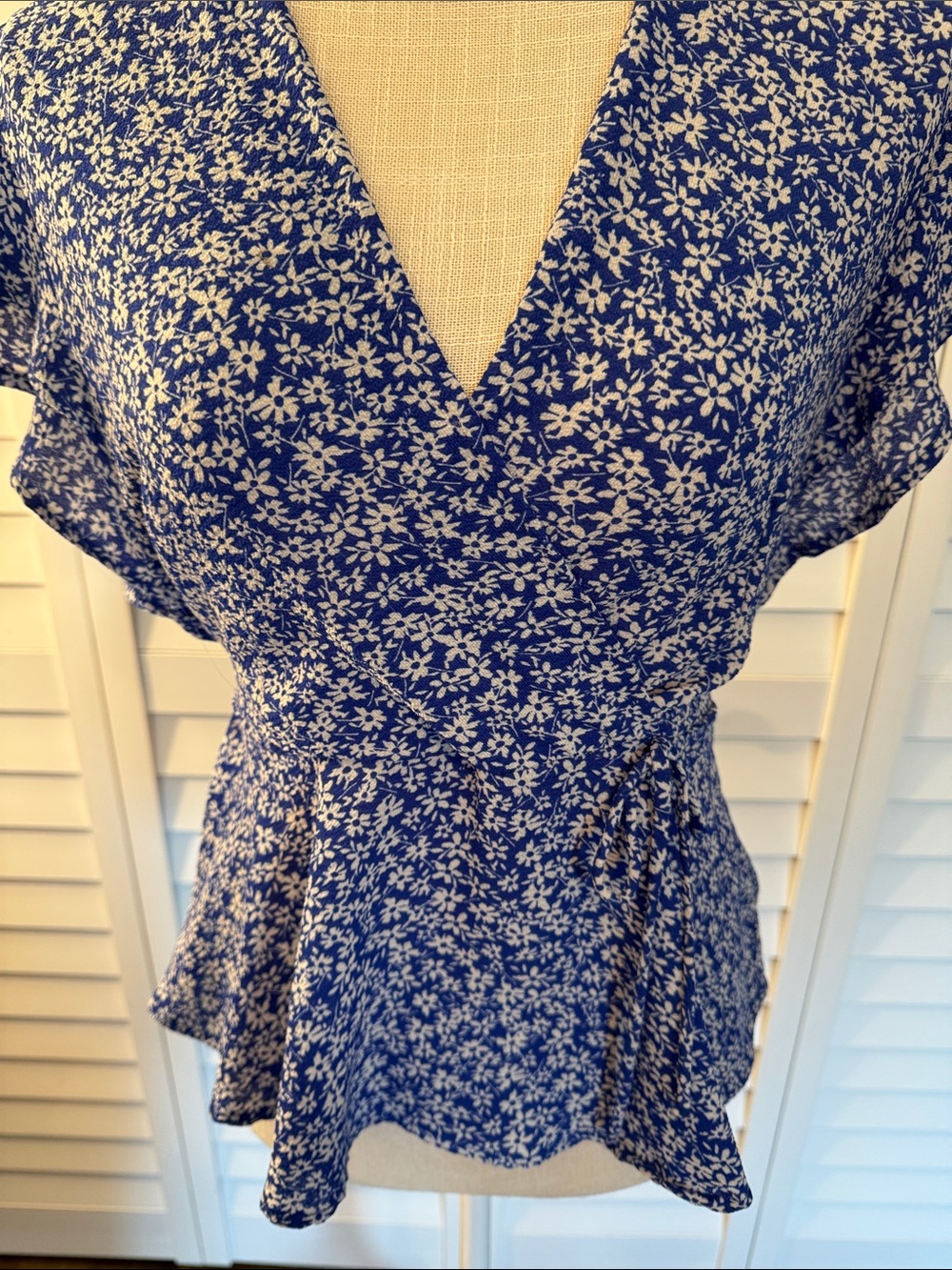 Monteau Fauz Wrap Peplum Top - Picture 2 of 9